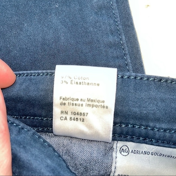 AG Adriano Goldschmied Graduate Straight Sued Stretch Sateen Navy Blue 41/32 - Picture 10 of 12